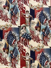 Vintage Patriotic Fabric Vicky Howard By Art Makers “Victorian America” D#11173