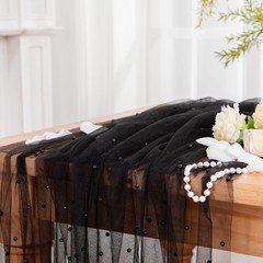 1 Yard Black Pearl Tulle Fabric,60 Inch Wide Wrinkle Free Pearl Mesh Fabric B…