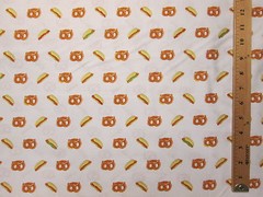 Hot Dogs Pretzels Hot Dog Pretzel Snacks Food White Cotton Fabric FQ