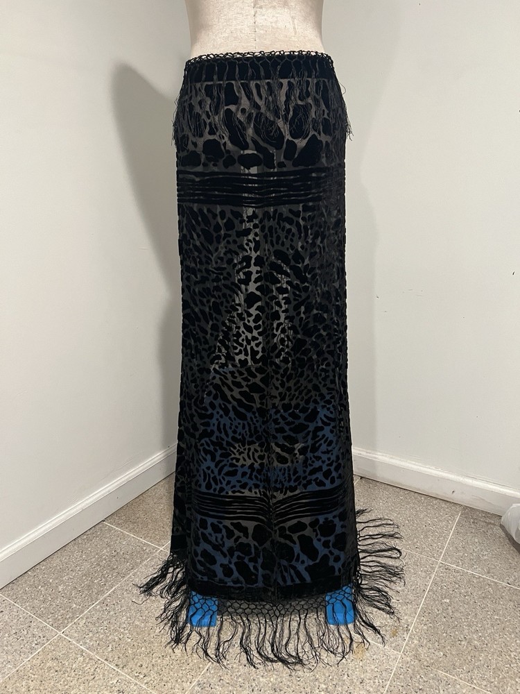 Black Silk Chiffon Velvet Burnout Scarf 40”x40” Wide