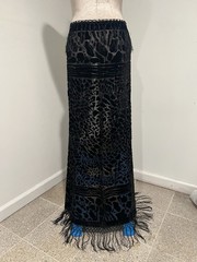 Black Silk Chiffon Velvet Burnout Scarf 40”x40” Wide