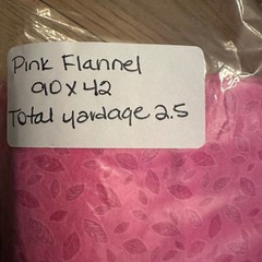 Pink Flannel Fabric Leaf Print 2.5 Yards 90×42 Soft Cotton Material Crafting