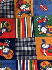 2 Yds Vintage Corduroy Novelty Football Child’s Fabric