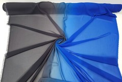 By Yard 100D gradient dress cloth royal blue black ombre chiffon material