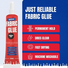 Fabric Glue Permanent (10 ML x 8), for 10 milliliters, Clear