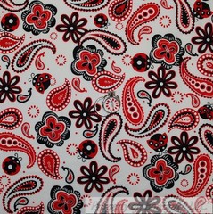 BonEful Fabric FQ Cotton Quilt VTG White Black Music Note Treble Bass Clef Piano