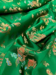 Hope GREEN Dragon Brocade Chinese Satin Fabric by the Yard – 10040