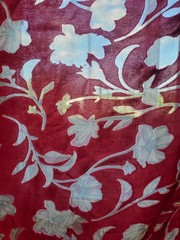 VTG 90s Red Floral Burnout Velvet Fabric 55″ Wide 4.94 Yards