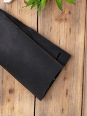 Nubuck Cowhide Leather 1.0-1.5mm Matte, Brushed Top, Black