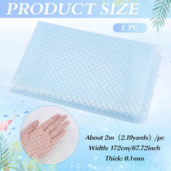 2.1 Yards Blue Mermaid Scale Printed Mesh Fabric, 67.7 Inch Shiny Fish Scales Pa
