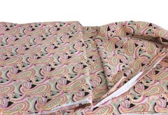 7 Yards Pink Brown Paisley Floral Fabric 100% Cotton 43×252″