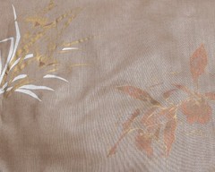 3.6 Yards VTG MCM 1970’s Silky Poly Fabric Loomskill, Inc. Bronze/Taupe Floral