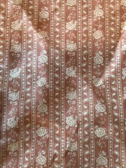 Vintage Print Fabric Abstract Floral Stripe Light Brown, Cream 45″ Wide
