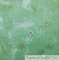 BonEful Fabric FQ Cotton Quilt Light Green Tree Leaf Batik Print Blender Texture