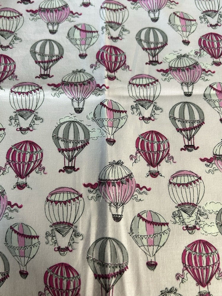 Ink & Arrow Pink Hot Air Balloon Fabric Gray Black Quilt Cotton 15″ x 44″ F66