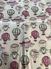 Ink & Arrow Pink Hot Air Balloon Fabric Gray Black Quilt Cotton 15″ x 44″ F66