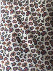 Vintage Knit Fabric Red Yellow and Blue Paisley Print 1 1/3 yards