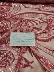Pink “Hourglass Design” Stretch Nylon Spandex Mesh Sequin Fabric DIY Dress BTY