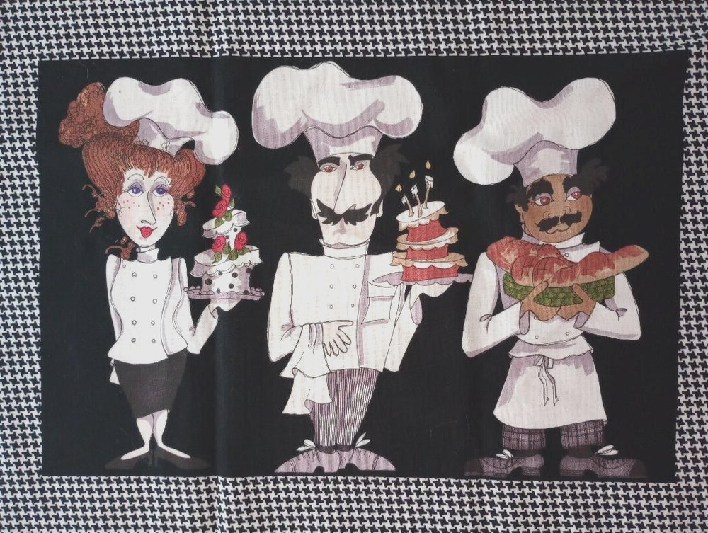 loralie chefs fun fabric 15 x 11 inches 3 chefs #1010