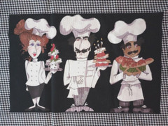 loralie chefs fun fabric 15 x 11 inches 3 chefs #1010