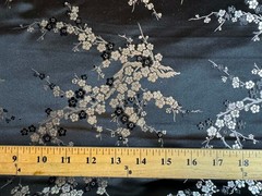 Black & Silver Cherry Blossom Dogwood Floral – Silk Brocade Fabric