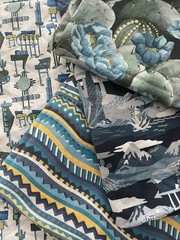 LIBERTY OF LONDON Fabric Southwestern Abstract Print Coordinate Blues Yellows
