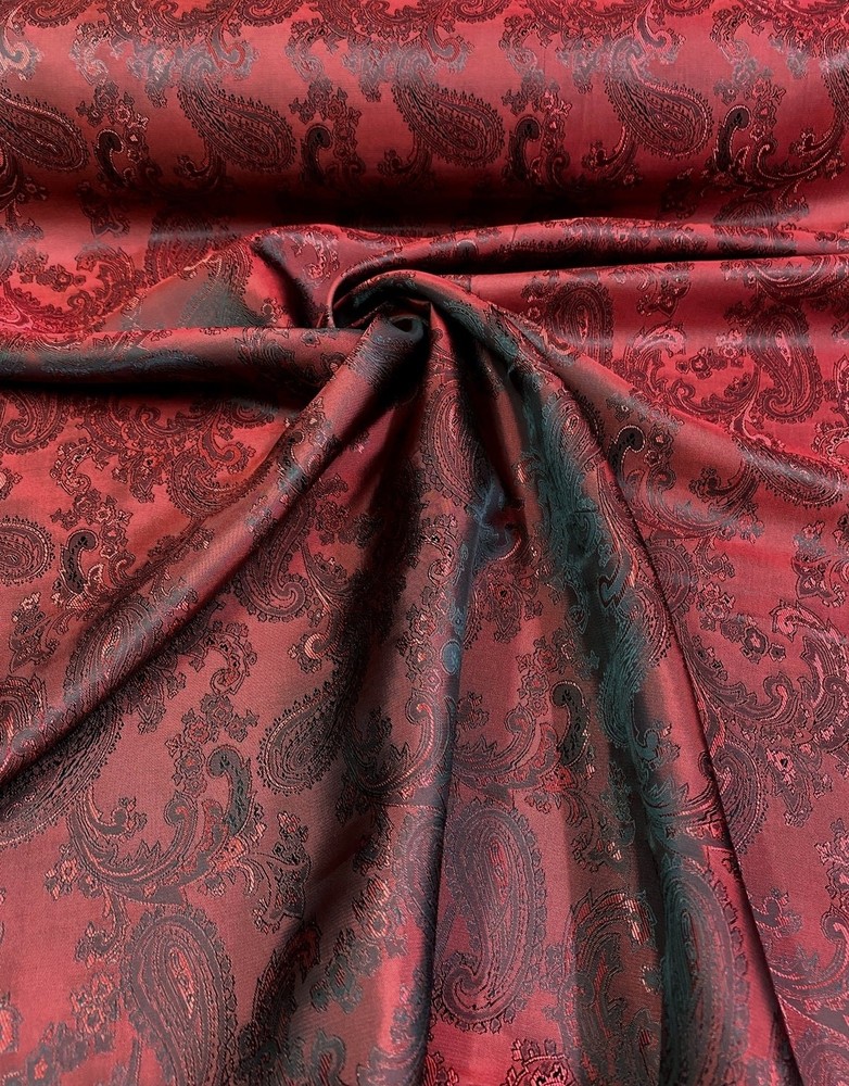 Dark Red Cupro Bemberg Lining Paisley Jacquard Fabric Material 60″W