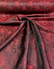Dark Red Cupro Bemberg Lining Paisley Jacquard Fabric Material 60″W