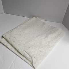 32″Wx 3 Yards Fabric Ivory Embroidered Off-White Eyelet Lace Cotton Blend Floral