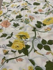 Vintage 70s Groovy Earth Floral Hippie Flowers Sheer Fabric Loomskill Inc 80”x44