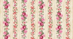 Floral Fabric | Romance Rose Stripe on Wood Natural | Timeless Treasures YARD