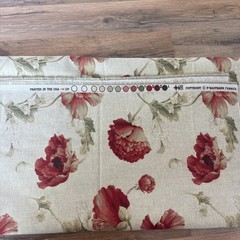 P Kaufmann Fabric 1 3/4 Yard X 55” Beige Terra Cotta Floral Green Leaves