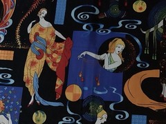NEW Erte Revisited Woodrow Studio London England Art Deco Cotton Fabric 2.75 yds