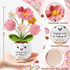 Emotional Support Crochet Positive Tulip Flower Inspirational Desk Decor Toy