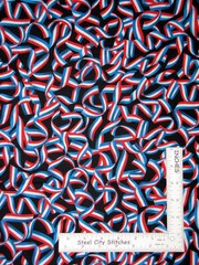 Patriotic Red White Blue Ribbon Swirls Cotton Fabric Kanvas Studio By The Yard