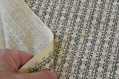 20″ Long, Vintage, Brown & Black Floral Stripes on Tan, Fabric Traditions, V05