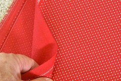 By 1/2 Yd, White Pin-Dots on Red/Connecting Threads, Quilter’s Candy Basics,V671