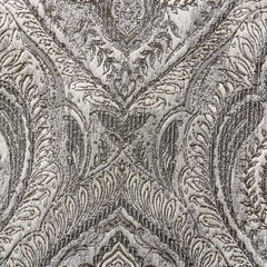 Grey & Cream Paisley Damask Fabric By The Yard, Jacquard Weave Fabric Upholstery