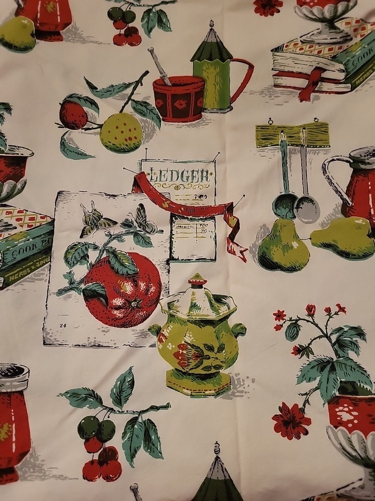 VINTAGE Lovely Vat Screen Print Pantry Cotton Home Decor Fabric