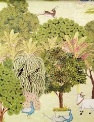 Green Pastures Cotton Fabric By The Yard, Printed Cotton Fabric, Upholstery