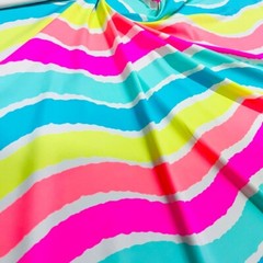Spandex Rainbow Stripes Print 4-Way Stretch Fabric 60″wide Swimsuit By The Yard