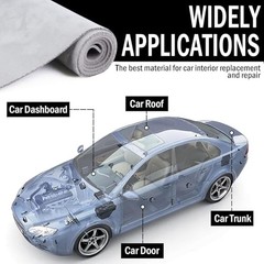Light Gray Suede Headliner Fabric with Foam Backing – 96″ L x 60″ W – Light Gray