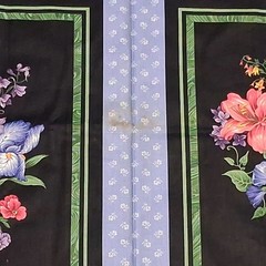 Purple Floral Print 4 Pillow Top Panels 46″ 35″ Fabric Sewing