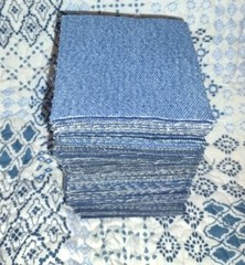 Denim Blue Jean Fabric Squares 3 1/2″ X 3 1/2″ Lot Of 150 For Rag Quilt Craft