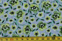 By 1/2 Yd, Vintage 1970, Green Floral on Lavender Lt-Weight Cotton/Klopman,P5086