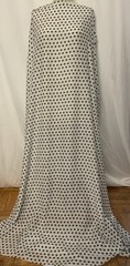 100% Fine Silk Batiste White Navy Blue Floral Motif Fabric 1.75 Yds Long 54″Wide