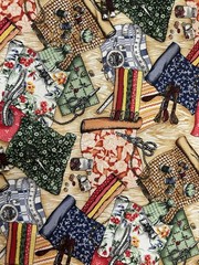 Quilt RJR Fabric 2003 Buttons Pins Scissor 18×22 in 100% COTTON QUILT FABRIC