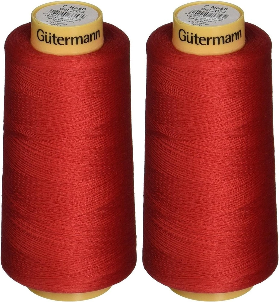 Gutermann Natural Cotton Thread Solids, 3281-Yard (2-Pack, Red) 2-Pack, Red