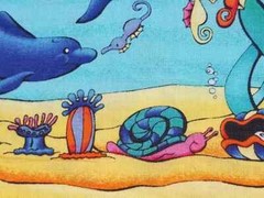 Dancing Dolphins Cotton Border Fabric MMFab Inc Novelty Remnant 21 ½” x 53”