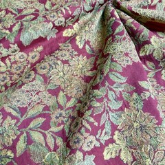 Fabric By The Yard Burgundy Jacquard Floral Vintage Upholstery Tapestry 56”